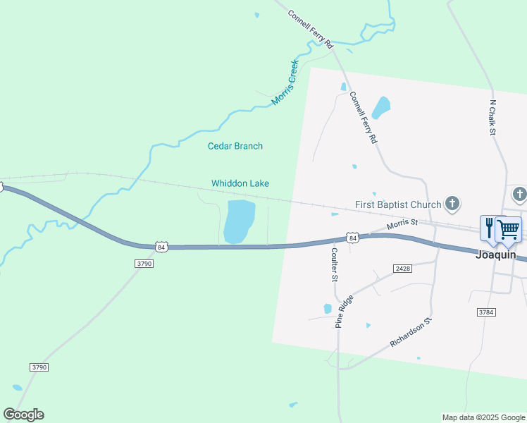 map of restaurants, bars, coffee shops, grocery stores, and more near 9671 U.S. 84 in Joaquin