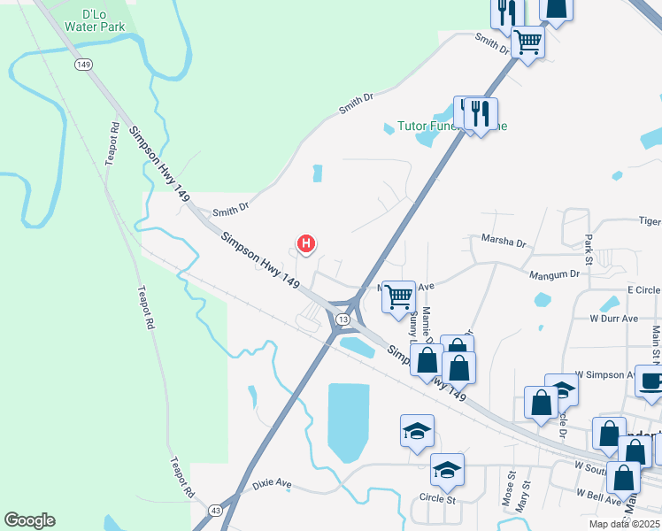 map of restaurants, bars, coffee shops, grocery stores, and more near 925 Mangum Avenue in Mendenhall