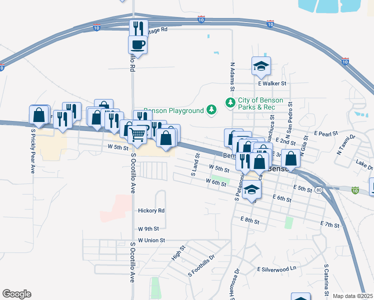 map of restaurants, bars, coffee shops, grocery stores, and more near 363 West 4th Street in Benson
