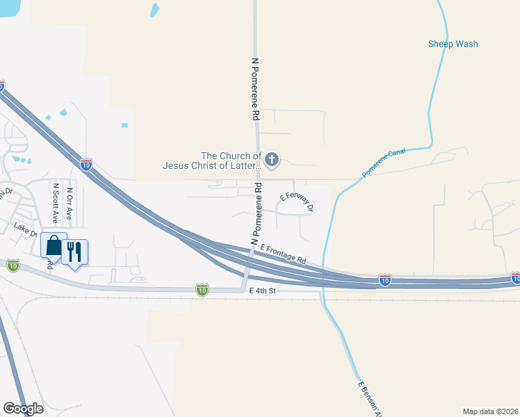 map of restaurants, bars, coffee shops, grocery stores, and more near 217 N Pomerene Rd in Benson