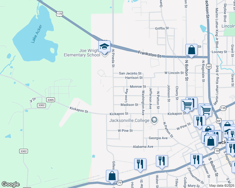 map of restaurants, bars, coffee shops, grocery stores, and more near 720 Lawrence Street in Jacksonville