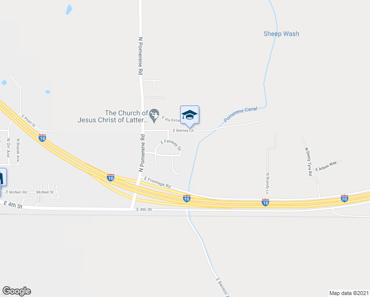 map of restaurants, bars, coffee shops, grocery stores, and more near 1291 E Fenway Dr in Benson