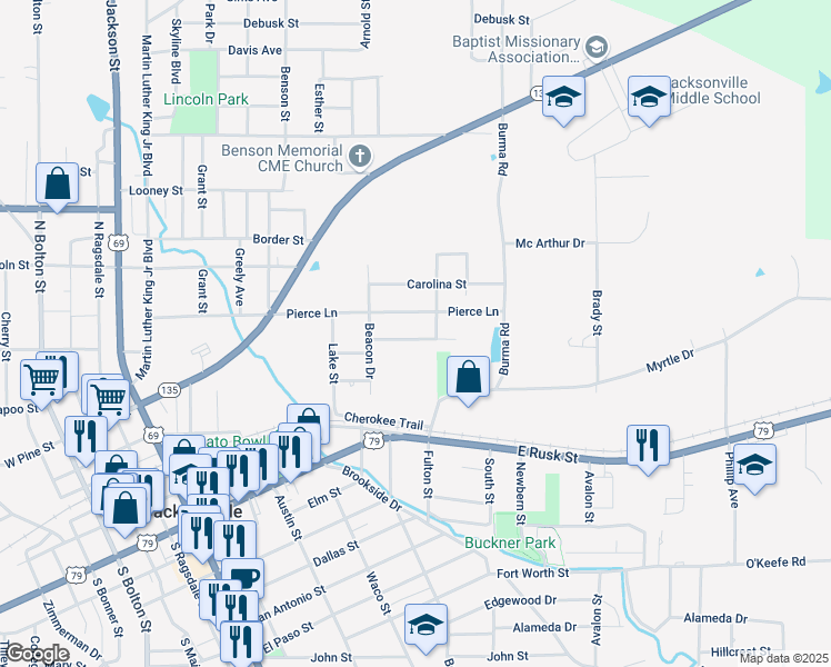 map of restaurants, bars, coffee shops, grocery stores, and more near 1014 Bainbridge Street in Jacksonville