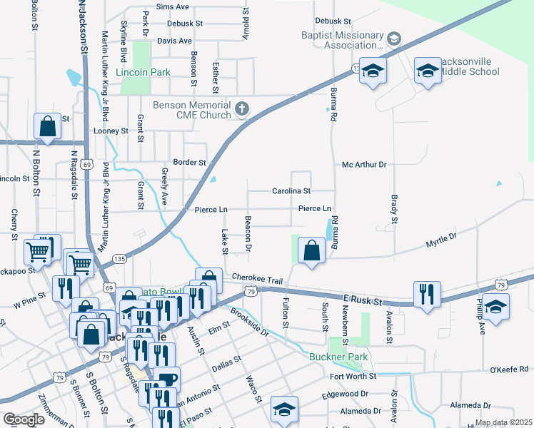 map of restaurants, bars, coffee shops, grocery stores, and more near 1014 Bainbridge Street in Jacksonville