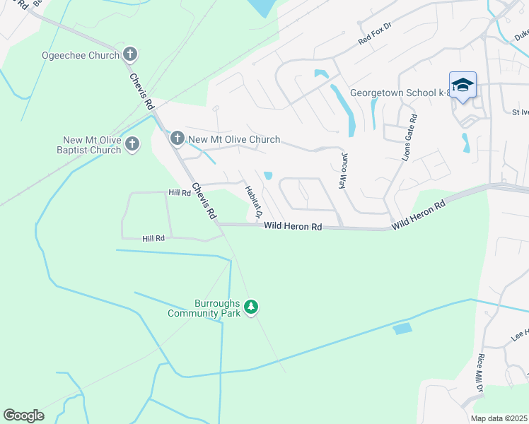 map of restaurants, bars, coffee shops, grocery stores, and more near 106 Habitat Drive in Savannah
