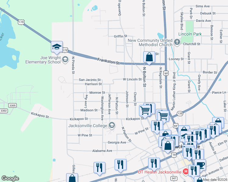 map of restaurants, bars, coffee shops, grocery stores, and more near 404 Monroe Street in Jacksonville