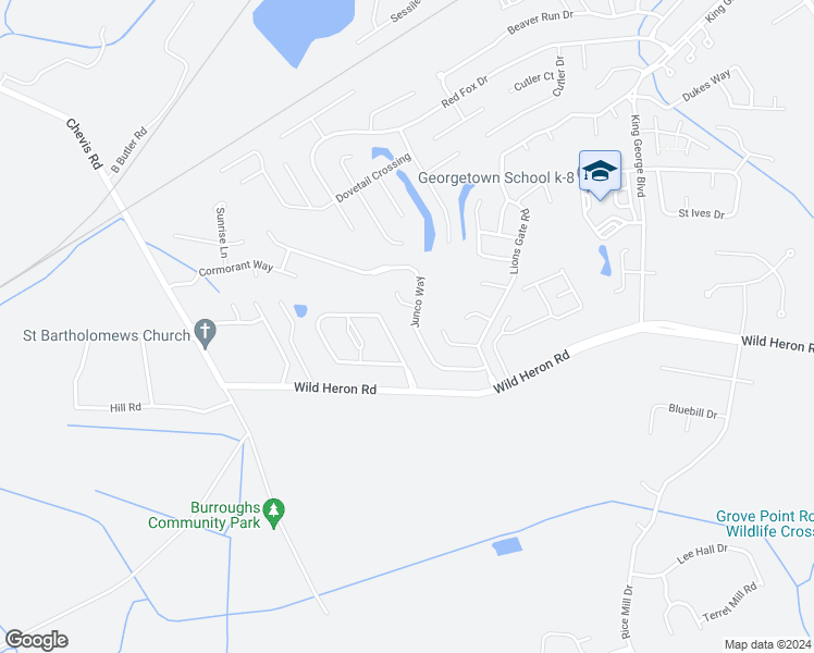 map of restaurants, bars, coffee shops, grocery stores, and more near 131 Junco Way in Savannah