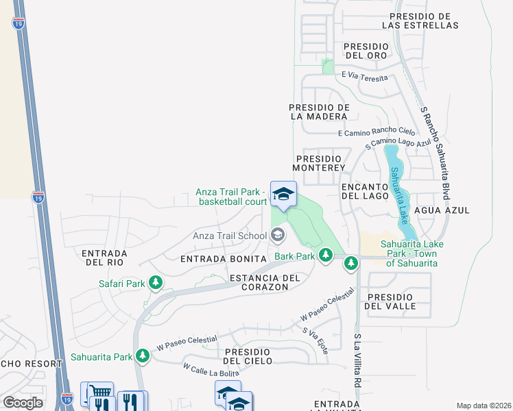 map of restaurants, bars, coffee shops, grocery stores, and more near 470 West Camino Tunera in Sahuarita