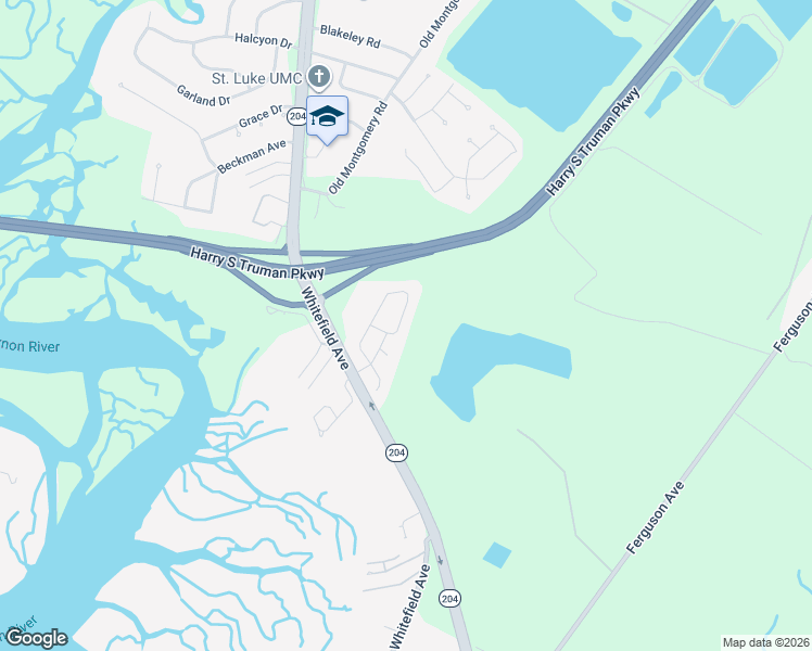 map of restaurants, bars, coffee shops, grocery stores, and more near 121 Candleberry Lane in Savannah