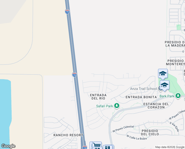 map of restaurants, bars, coffee shops, grocery stores, and more near 1043 Calle Calca in Sahuarita