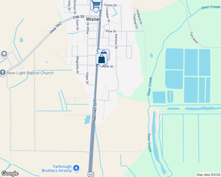 map of restaurants, bars, coffee shops, grocery stores, and more near 118 Pecan Court in Wisner