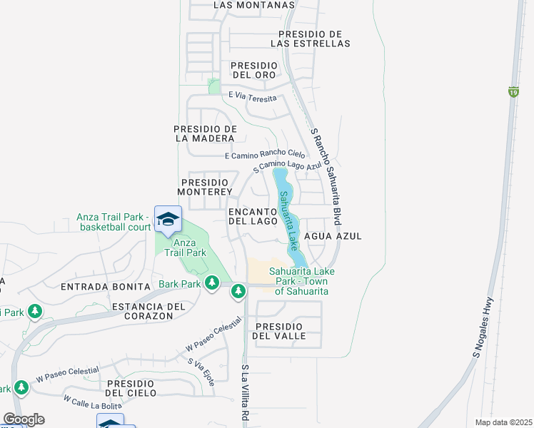 map of restaurants, bars, coffee shops, grocery stores, and more near 250 East Placita Lago DELMAGO in Sahuarita