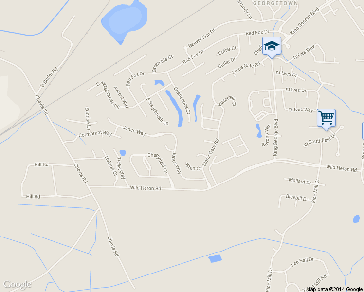 map of restaurants, bars, coffee shops, grocery stores, and more near 134 Junco Way in Savannah