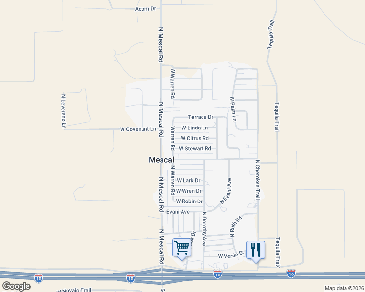 map of restaurants, bars, coffee shops, grocery stores, and more near 3178 West Stewart Road in Benson