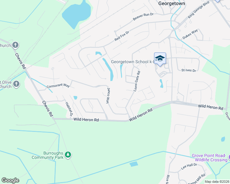map of restaurants, bars, coffee shops, grocery stores, and more near 134 Junco Way in Savannah