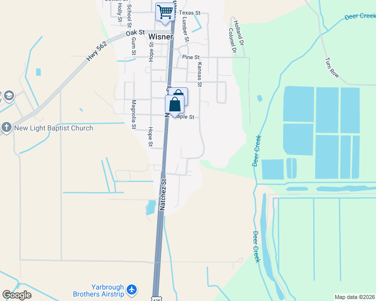 map of restaurants, bars, coffee shops, grocery stores, and more near 118 Pecan Court in Wisner