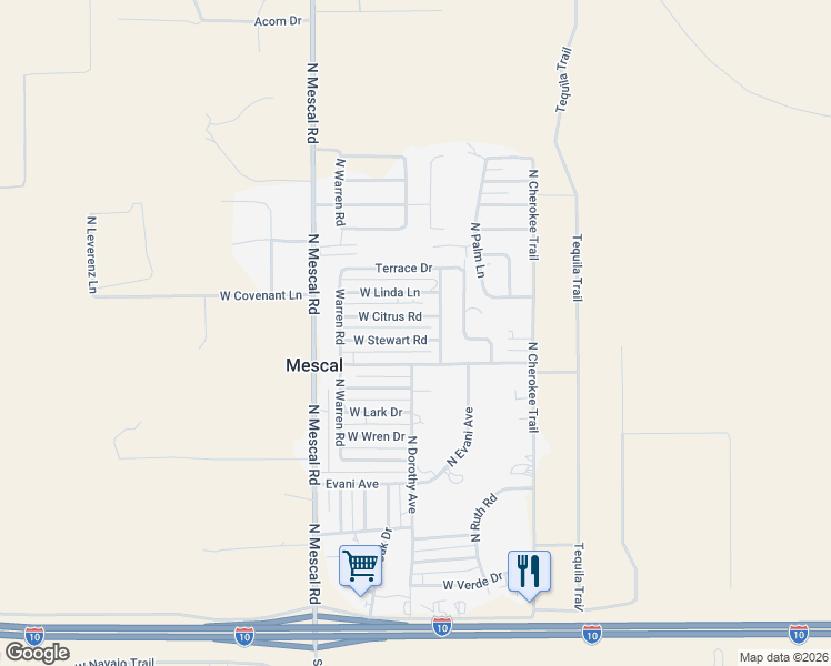 map of restaurants, bars, coffee shops, grocery stores, and more near 3144 West Stewart Road in Benson