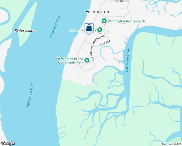 map of restaurants, bars, coffee shops, grocery stores, and more near 2318 East Boulevard in Wilmington Island