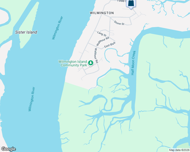 map of restaurants, bars, coffee shops, grocery stores, and more near 2318 East Boulevard in Wilmington Island