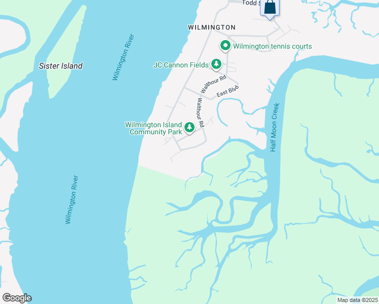 map of restaurants, bars, coffee shops, grocery stores, and more near 2318 East Boulevard in Wilmington Island