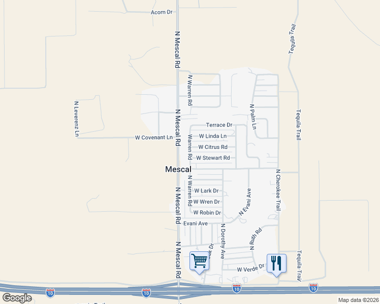 map of restaurants, bars, coffee shops, grocery stores, and more near 3178 West Stewart Road in Benson