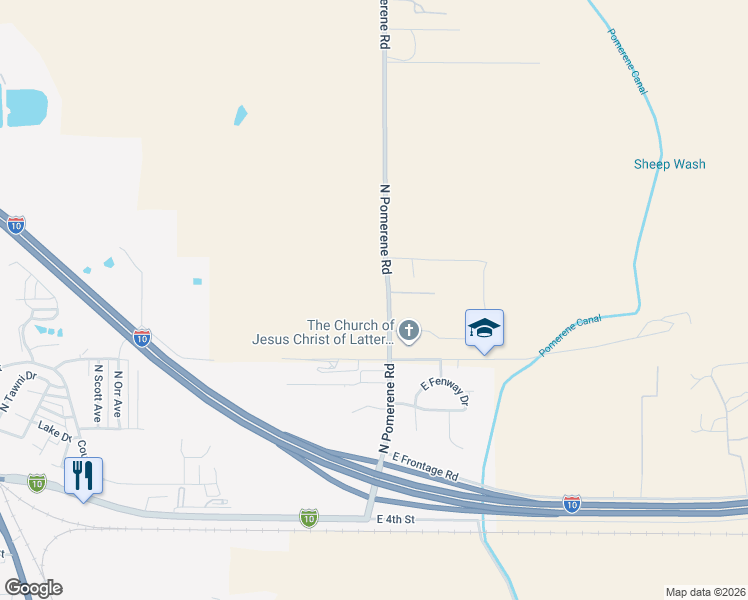 map of restaurants, bars, coffee shops, grocery stores, and more near 428 N Pomerene Rd in Benson