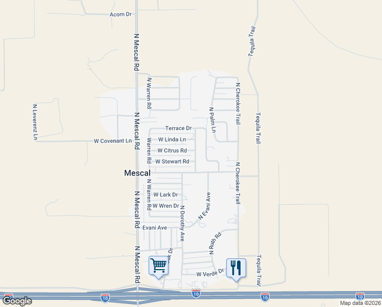 map of restaurants, bars, coffee shops, grocery stores, and more near 3144 West Stewart Road in Benson