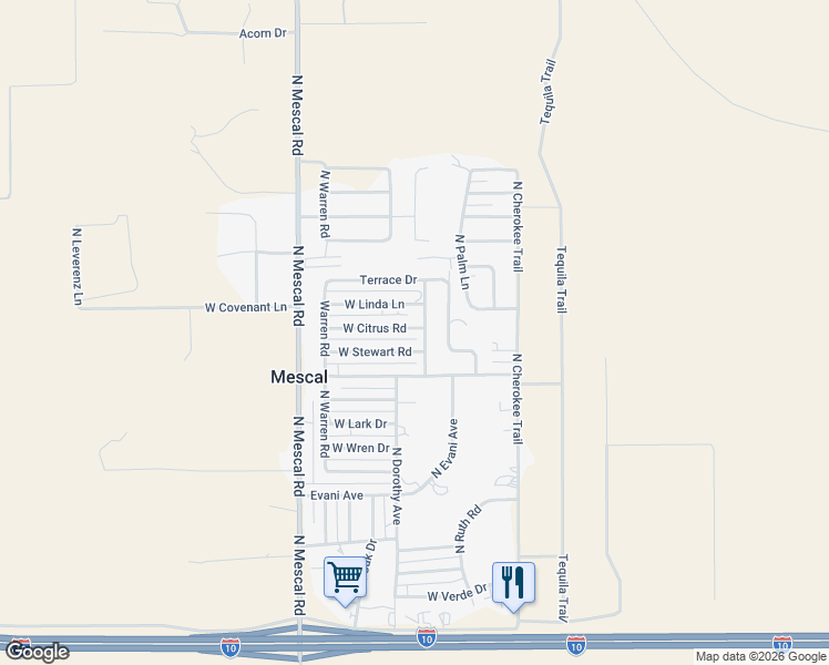 map of restaurants, bars, coffee shops, grocery stores, and more near 3145 West Citrus Road in Benson