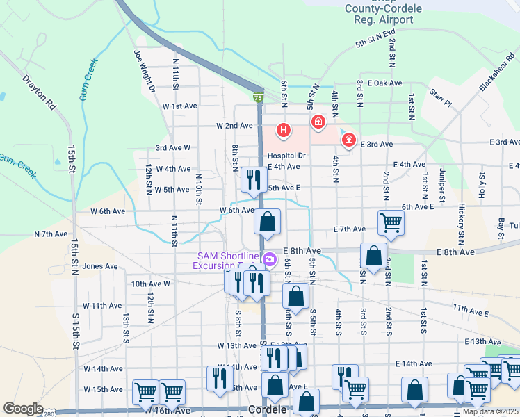 map of restaurants, bars, coffee shops, grocery stores, and more near in Cordele