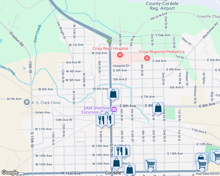 map of restaurants, bars, coffee shops, grocery stores, and more near in Cordele