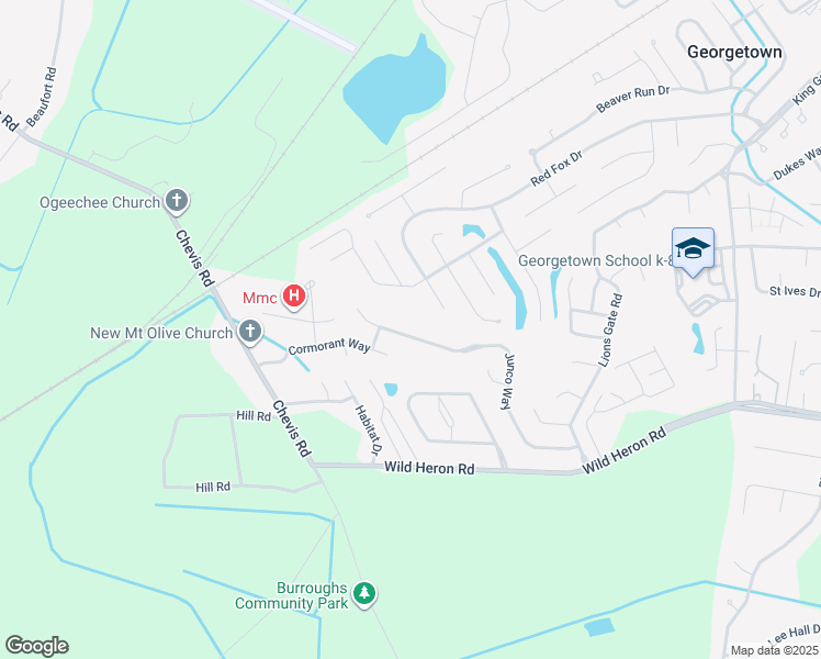 map of restaurants, bars, coffee shops, grocery stores, and more near 178 Junco Way in Savannah