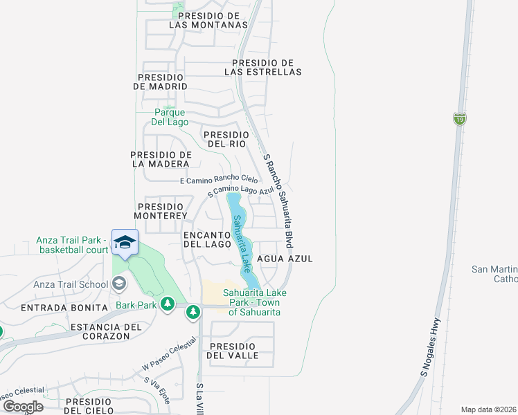 map of restaurants, bars, coffee shops, grocery stores, and more near 458 East Calle Amura in Sahuarita