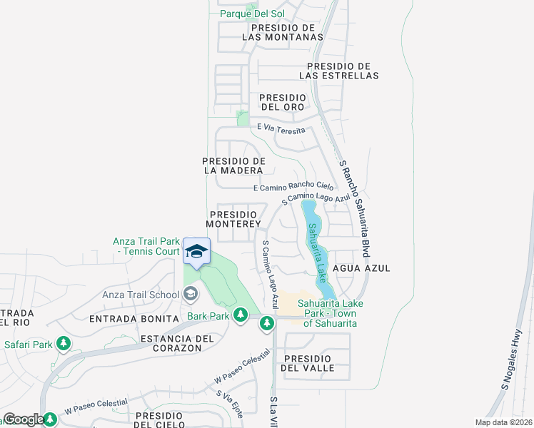 map of restaurants, bars, coffee shops, grocery stores, and more near 15195 South Via Rancho Grande in Sahuarita