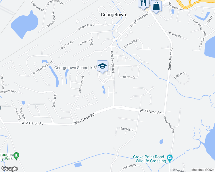 map of restaurants, bars, coffee shops, grocery stores, and more near 9 Barons Way in Savannah