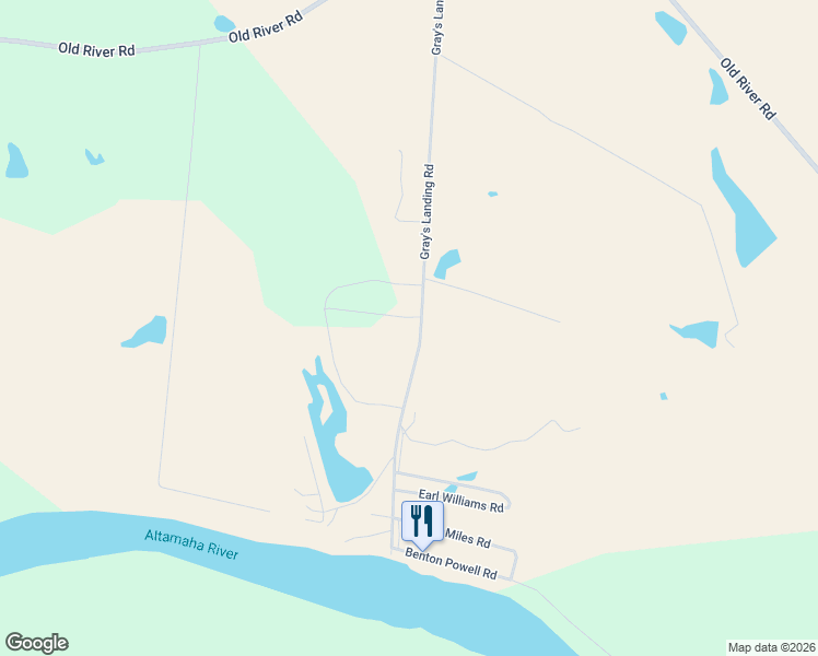 map of restaurants, bars, coffee shops, grocery stores, and more near Gray's Landing Road in Uvalda