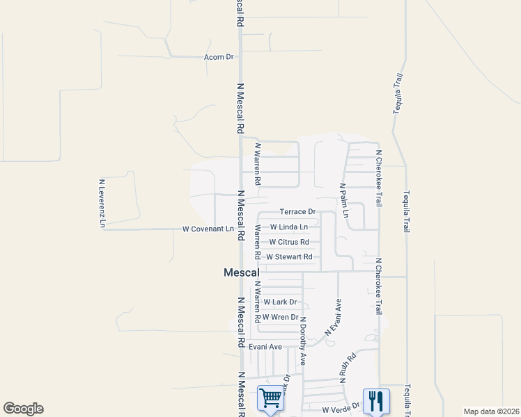map of restaurants, bars, coffee shops, grocery stores, and more near 3180 Terrace Drive in Benson