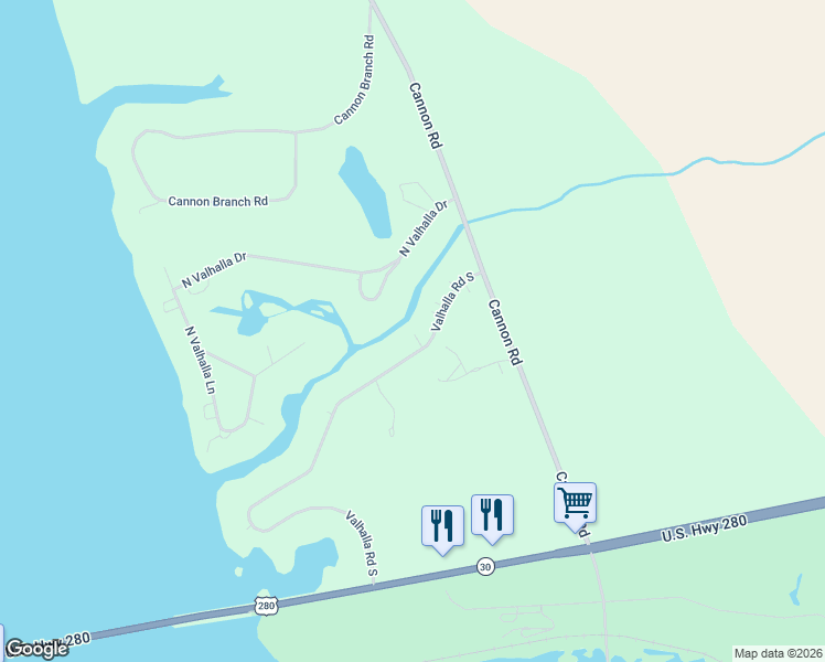 map of restaurants, bars, coffee shops, grocery stores, and more near 130 Valhalla Road South in Cordele