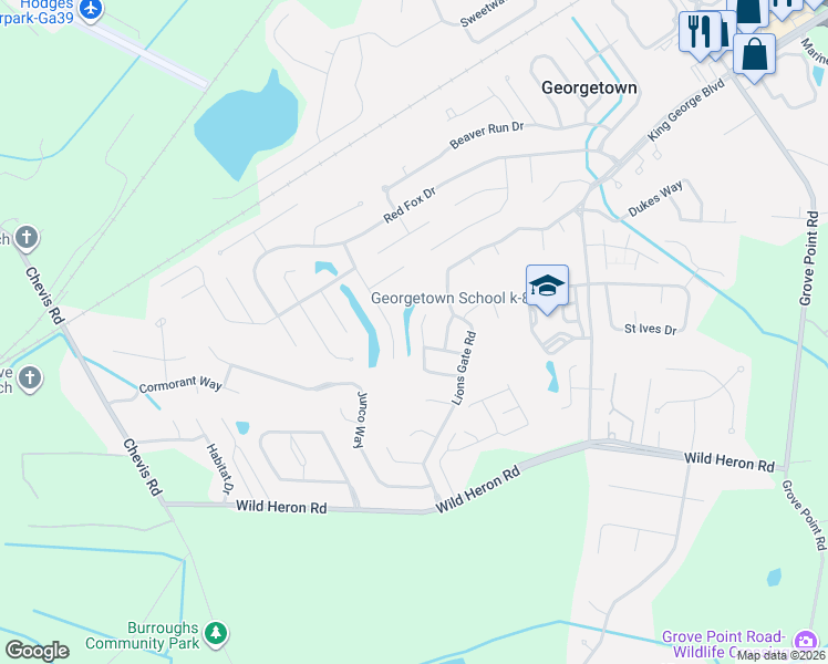map of restaurants, bars, coffee shops, grocery stores, and more near 25 Cobblestone Court in Savannah
