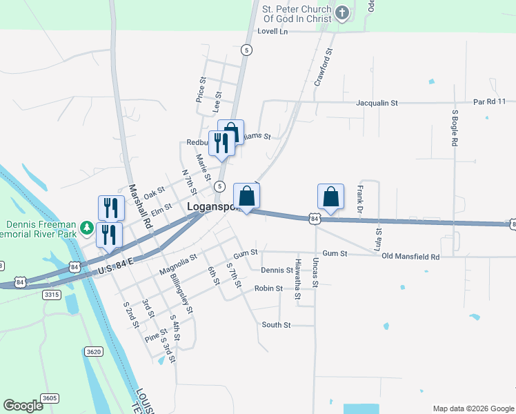 map of restaurants, bars, coffee shops, grocery stores, and more near 1173-1349 Main St in Logansport