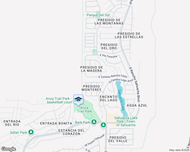 map of restaurants, bars, coffee shops, grocery stores, and more near 6 West Camino Rancho Cielo in Sahuarita