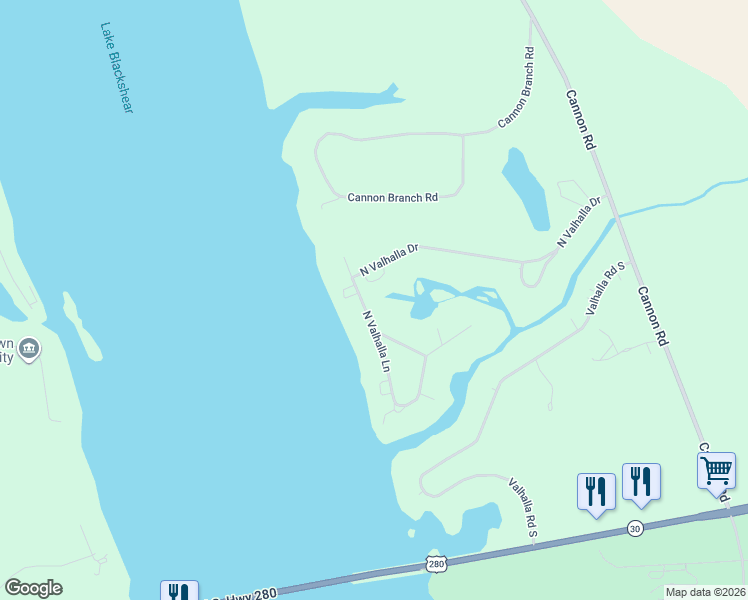 map of restaurants, bars, coffee shops, grocery stores, and more near 115 North Valhalla Lane in Cordele