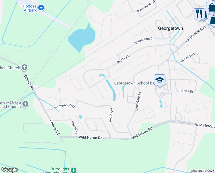 map of restaurants, bars, coffee shops, grocery stores, and more near 9 Bitterroot Lane in Savannah