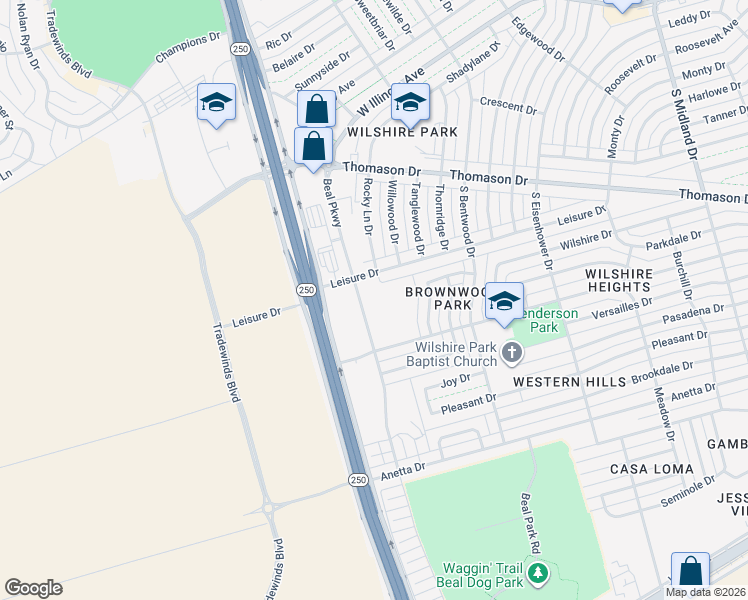 map of restaurants, bars, coffee shops, grocery stores, and more near 507 Beal Parkway in Midland