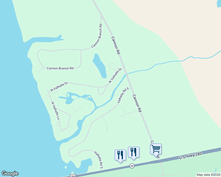 map of restaurants, bars, coffee shops, grocery stores, and more near 119 North Valhalla Drive in Cordele