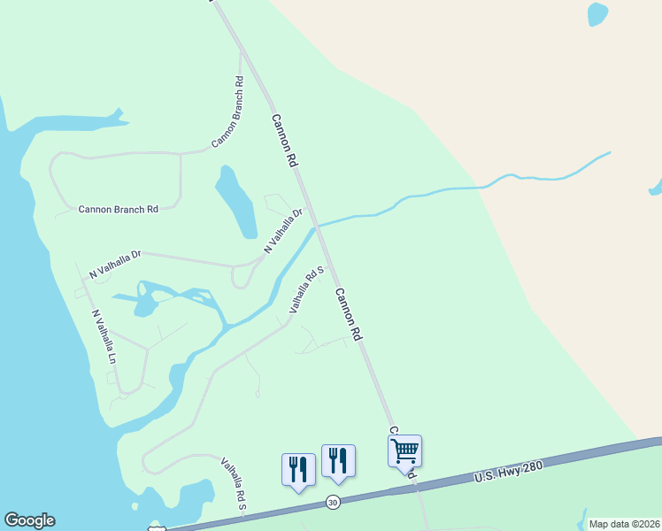 map of restaurants, bars, coffee shops, grocery stores, and more near 100 Valhalla Road South in Cordele