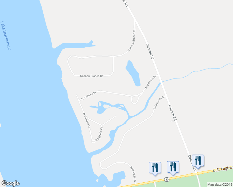 map of restaurants, bars, coffee shops, grocery stores, and more near North Valhalla Drive in Crisp County