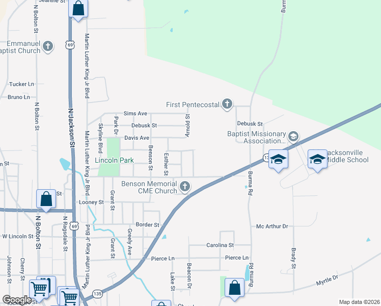 map of restaurants, bars, coffee shops, grocery stores, and more near 1110 Holloway Avenue in Jacksonville