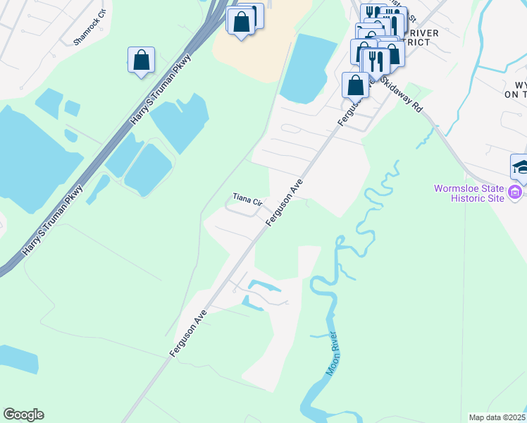 map of restaurants, bars, coffee shops, grocery stores, and more near 3 Hannah Lane in Savannah