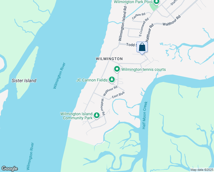 map of restaurants, bars, coffee shops, grocery stores, and more near 5 Lang Street in Savannah