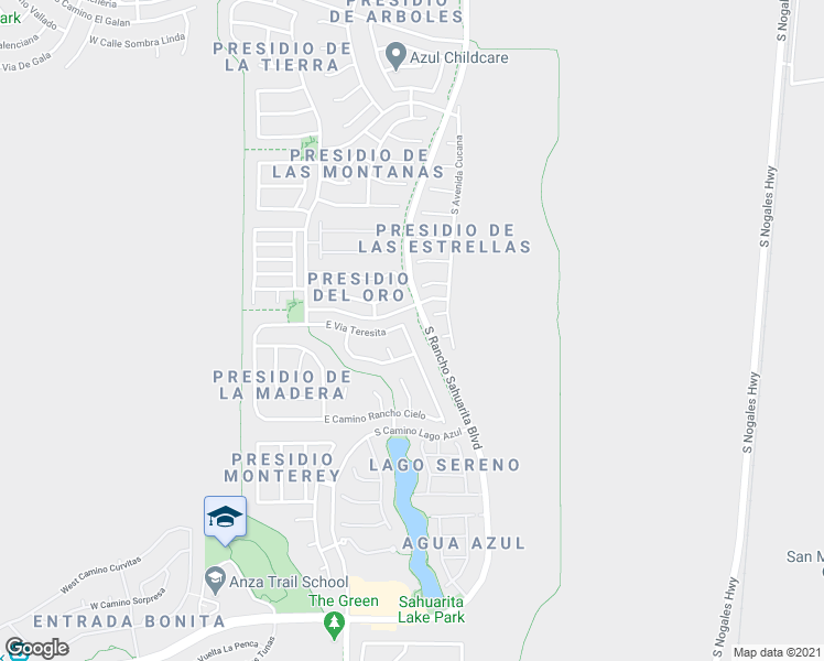 map of restaurants, bars, coffee shops, grocery stores, and more near 14967 South Theodore Roosevelt Way in Sahuarita